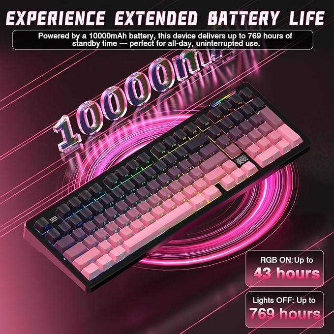 LINGBAO K98 Wireless Mechanical Gaming Keyboard, Tri-Mode BT5.0/2.4GHz/USB-C - Image 5