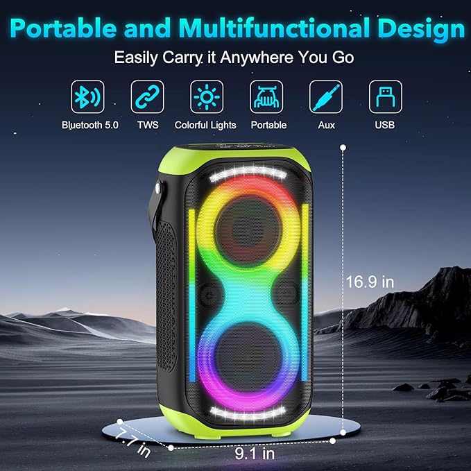 Bluetooth Speaker 160W Loud Wireless Boombox Portable Big Powerful Deep Bass - Image 2