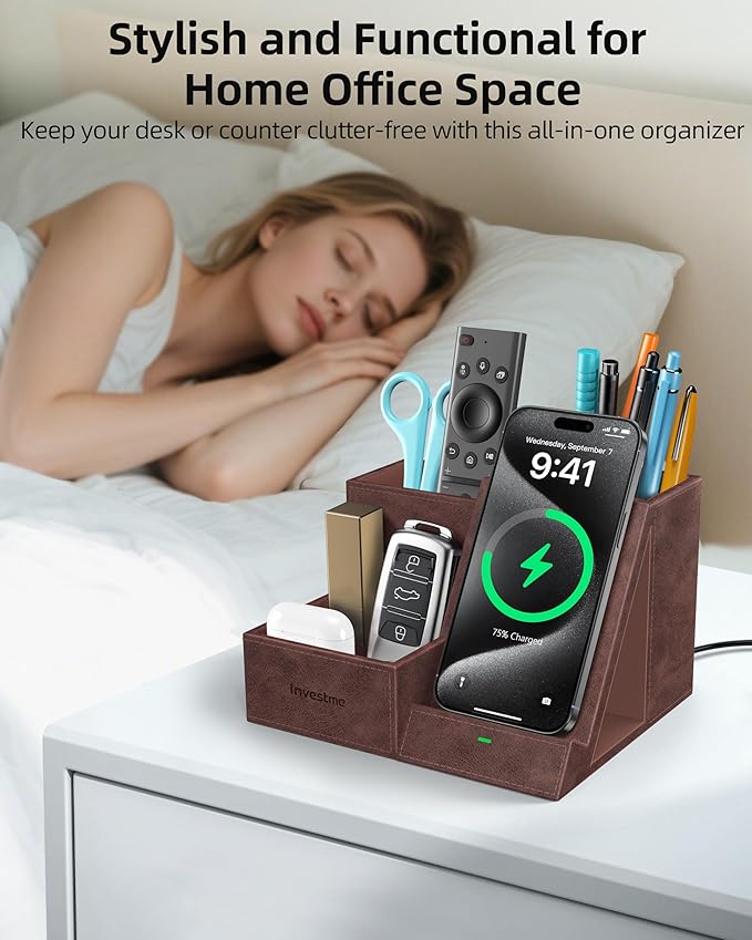 Wireless Charger with Desk Organizer, Pen Pencil Holder, Office Supplies and - Image 6