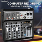 Depusheng Professional Audio Mixer, 4 Channel Audio Interface Sound Board - Image 2
