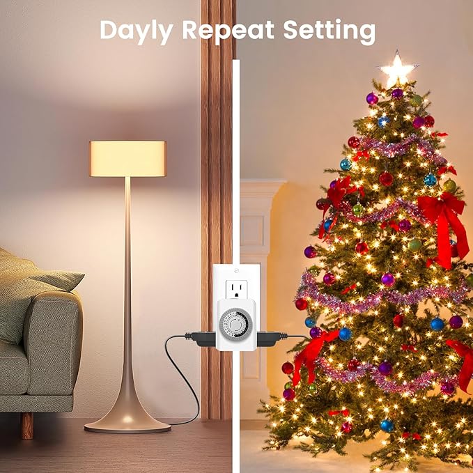 Timers for Electrical Outlets Indoor, AaiVrylliz 3-Prong Dual Outlet Timer - Image 4