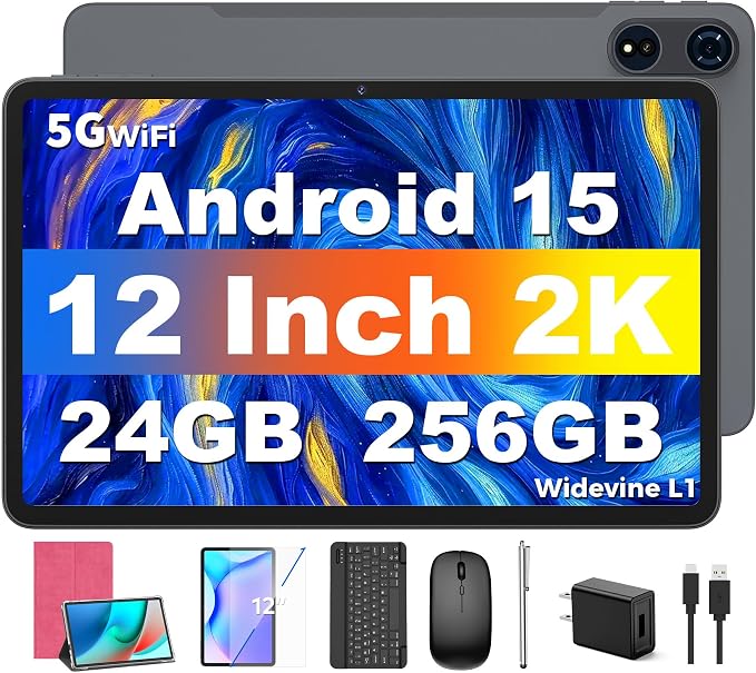 Tablet 12 inch Android 15 Tablets, 24GB（8+16）RAM+256 Storage, Android Tablet by Unknown