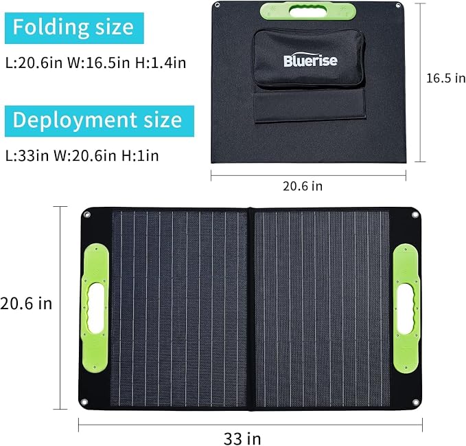 BLUERISE 60W Solar Panel Monocrystalline ETFE Cover Portable Foldable Solar - Image 6