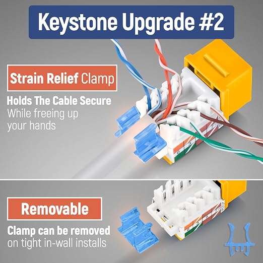 Everest 45° Angled RJ45 Cat5e Keystone Jacks 10-Pack in Yellow - Image 4