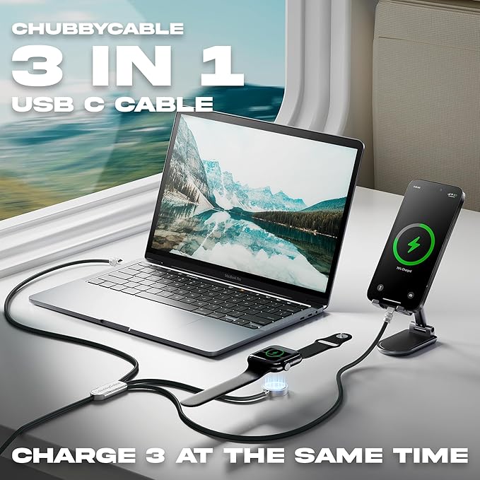 chubbycable Tri-Flex 3 in 1 USB C Cable - Image 2