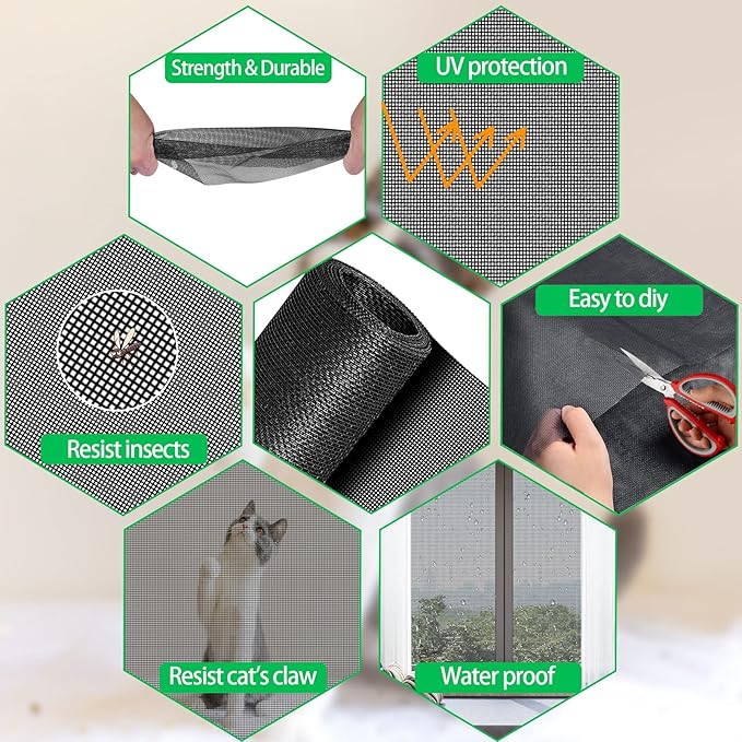 QWR Pet Proof Window Screen Replacement Kit, Patio and Windows. - Image 6
