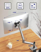 Single Monitor Arm Desk Mount, Holds Screens up to 40 Inches and 25 lbs - Image 2