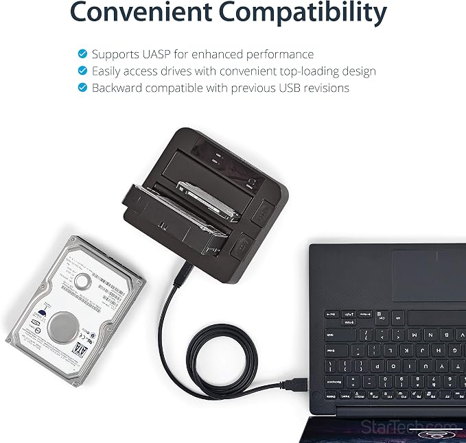 StarTech.com Dual-Bay USB 3.1 to SATA Hard Drive Docking Station, USB 3.1 - Image 4