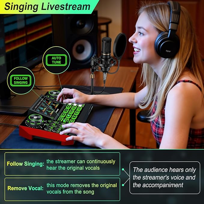 G9 Podcast Equipment Live Streaming Sound Card Audio Mixer Soundboard - Image 6