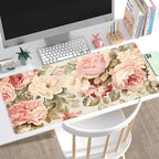 Cute Floral Desk Mat Pastel Roses Gaming Mouse Pad XXL Large Extended Flowers - Image 2