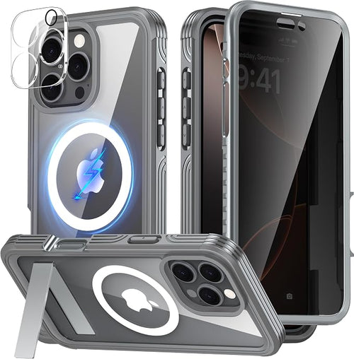 360° Protection Magnetic for iPhone 16 Pro Case Built-in 9H Privacy Screen by Unknown