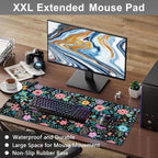 Mouse Pad, Large Colorful Flowers and Plants Desk Mat, Extended Non-Slip Gaming - Image 6
