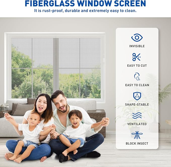 MAGZO Window Screen Replacement Mesh Roll, 37.4in × 16.4ft Invisible Upgraded - Image 7