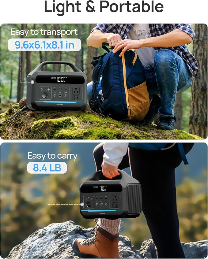 DARAN Portable Power Station 600W - 288Wh Solar Generator LiFePO4 Battery - Image 7