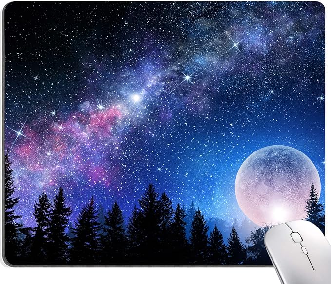 Mouse Pad, Forest Moon Mouse Pad, Washable Square Cloth Mousepad by Armanza