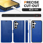 TUCCH Case Wallet for Galaxy S25 Plus, Removable Wrist Strap PU Leather - Image 8
