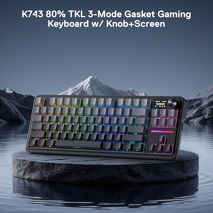 Redragon K743 PRO GB 80% Gasket RGB Gaming Keyboard w/Hype 1.14’’ TFT Screen & - Image 9