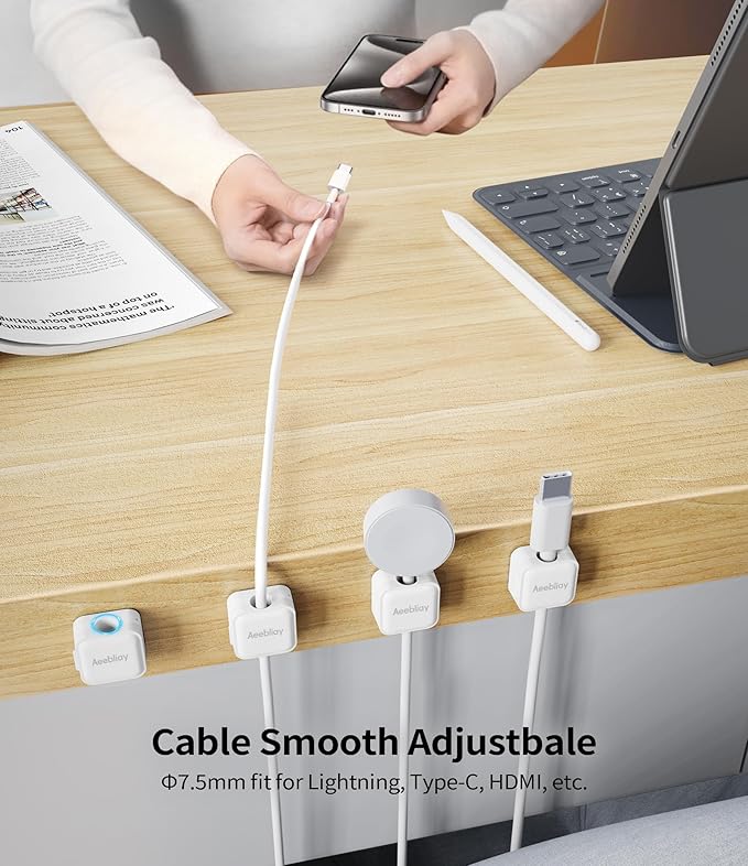 9 Pack Magnetic Cable Clips Cord Organizer, Desk Cable Management Accessories - Image 4