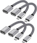 USB to Micro USB Adapter 4 Pack, Unidirectional Micro USB Male to USB Female by Togconn