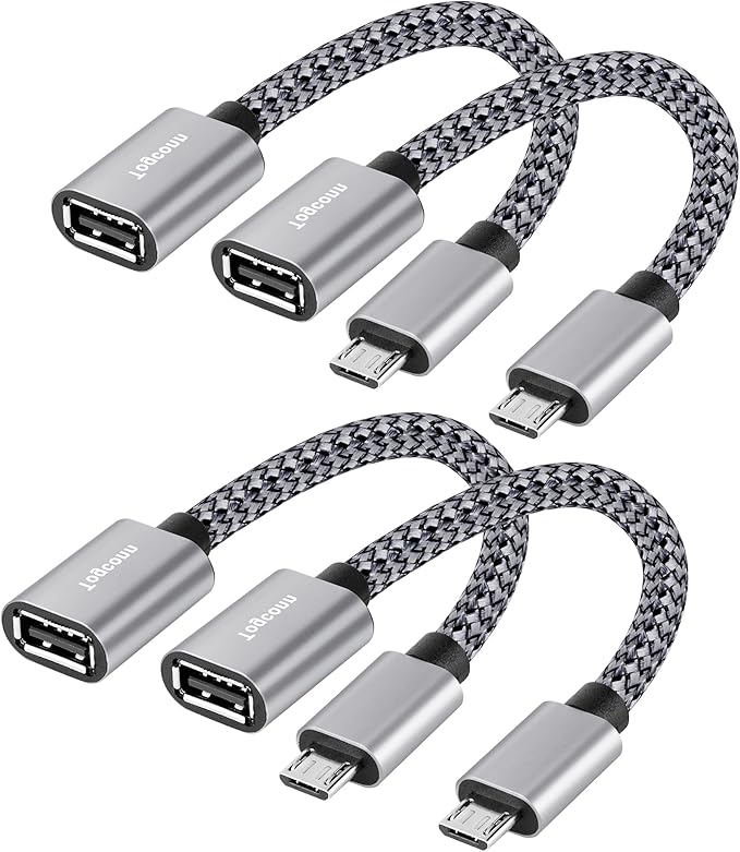 USB to Micro USB Adapter 4 Pack, Unidirectional Micro USB Male to USB Female by Togconn