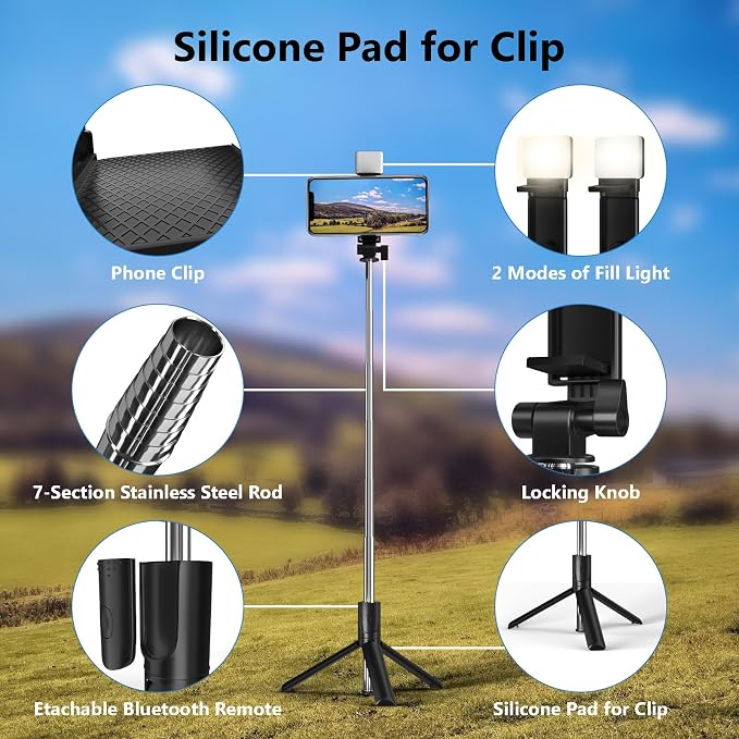 Selfie Stick, 40 in Retractable Phone Tripod - Image 7