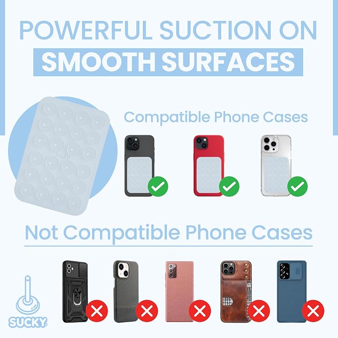 SUCKY Silicone Suction Phone Case Adhesive Octo Cup Buddy Mount - Image 6