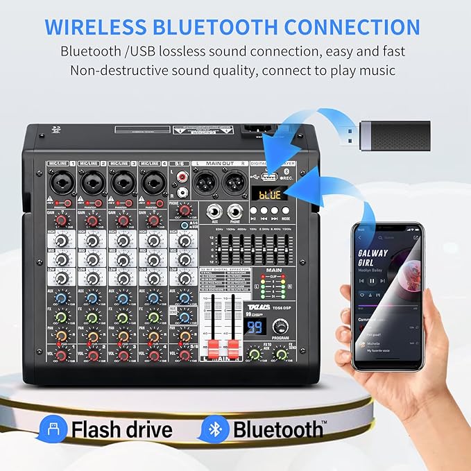 Audio Mixer, 6-Channel Professional DJ Mixer - Image 3
