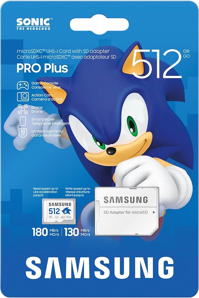 Samsung PRO Plus Sonic The Hedgehog + Adapter, 512GB microSDXC, Up-to 180MB/s - Image 2