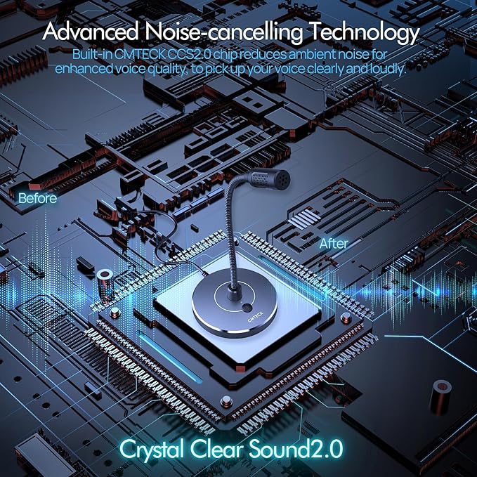 CMTECK USB Computer Microphone G009, Noise-Cancelling Recording Desktop Mic - Image 3