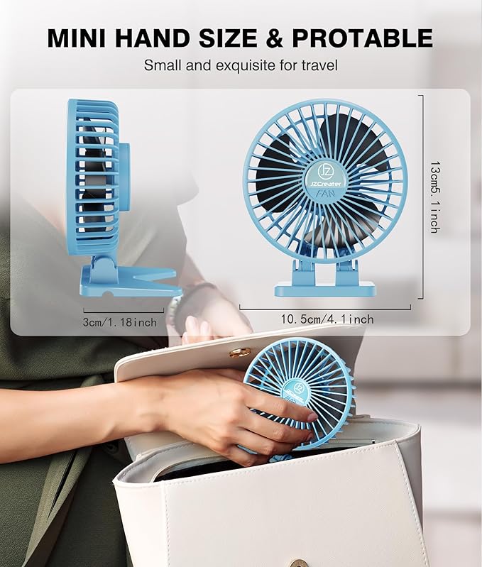 JZCreater USB Desk Fan, Portable Fan Mini, 3 Speeds Desktop Table Cooling - Image 5