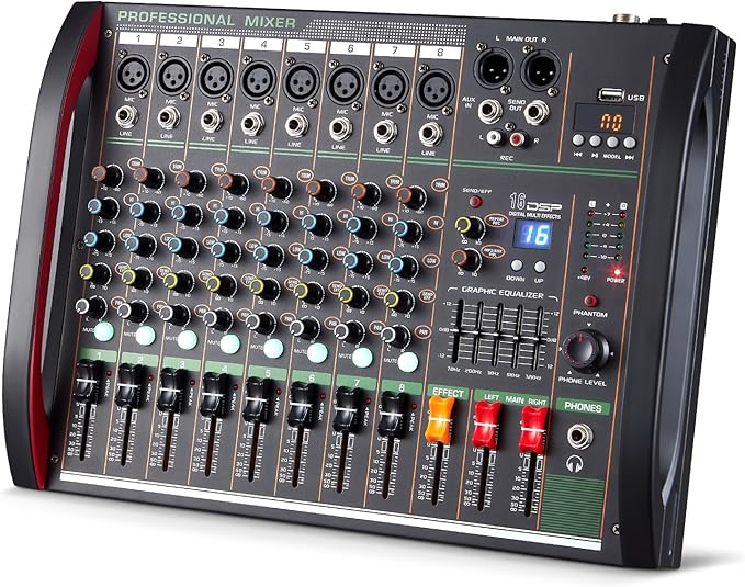 Audio Mixer 8 Channel, Professional Music Sound Mixer Board by Boeska