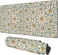 Retro Daisy Flowers Gaming Mouse Pad 3mm Thick Stitched Edge Waterproof by Unknown