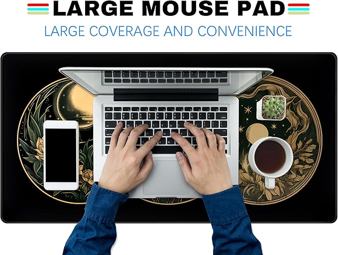 Aesthetic Celestial Desk Mat Vintage Flowers Desk Pad Large Mouse Pad Gaming - Image 3