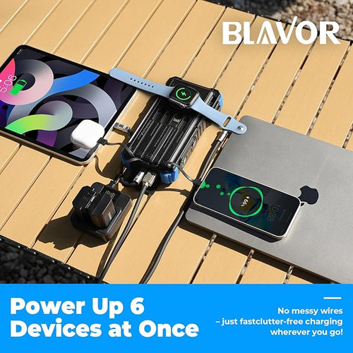 BLAVOR Solar Power Bank 20000mAh Built-in Cables, Wireless Charger - Image 2
