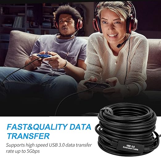 100FT USB 3.0 Active Extension Cable, USB 3.0 Extension Cord A-Male to A-Female - Image 9