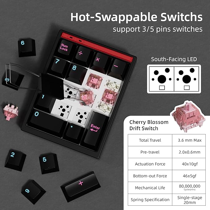 BOYI Y17 Aluminum Mechanical Numpad, Wireless RGB Numeric Keypad, Quick Release - Image 5