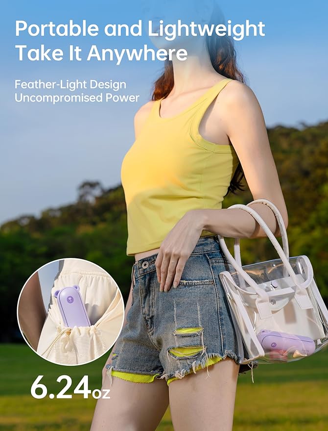 JISULIFE Handheld Fan with 4500 mAh Powerbank Max 37 Hours Runtime, Pocket - Image 6