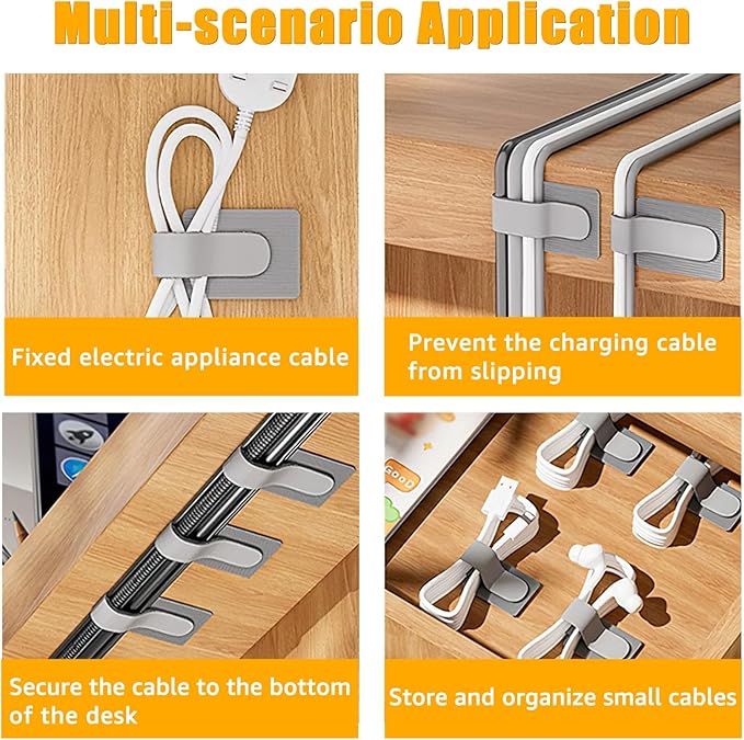 80PCS Hook and Loop Cable Straps, Cable Management Under Desk, Adhesive Cable - Image 6