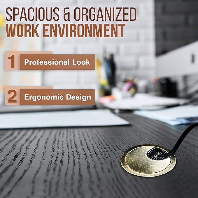 MAHDPRO Metal Desk Grommet 2 Inch Pack of 2-Bronze Zinc Alloy Metallic Desk - Image 6