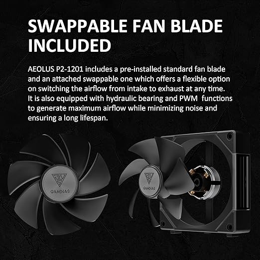 GAMDIAS 120mm ARGB PWM Case Fan, 2 Blades in 1 Fan Pack, Sync - Image 5