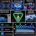 Android 15 Tablet with Keyboard, 26GB+256GB, 10.1 Inch Tablet 8000 mAh Battery - Image 2