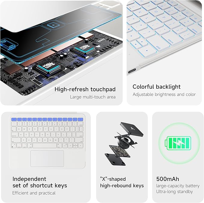 HOU iPad Air 11 Case with Keyboard Detachable Rotatable Magnetic Full - Image 4
