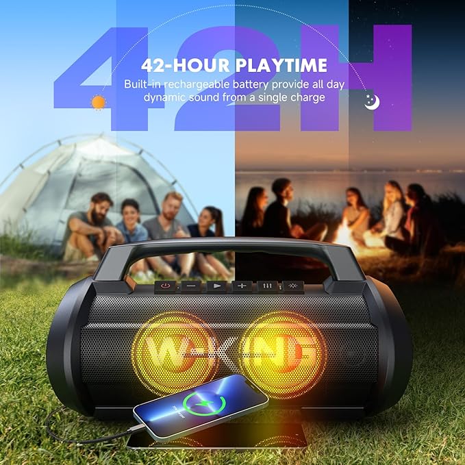 W-KING Portable Speakers Bluetooth Wireless, 120W Max Loudest Bluetooth Speaker - Image 4