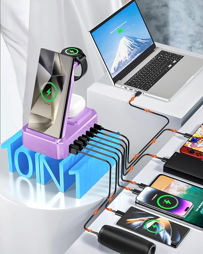 300W Wireless Charger for Samsung, Zutspzss 10 in 1 Wireless Charging Station - Image 6