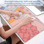 Pink Floral Mouse Pad XXL Cute Anime Gaming Desk Mat 31.5"x15.7", Thickened - Image 4