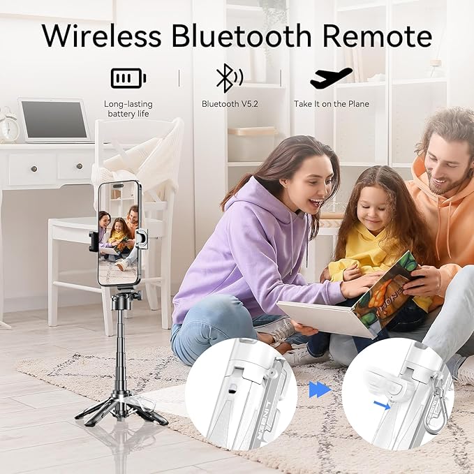 Mini Tripod with Dual Fill Lights, Portable Selfie Stick with Wireless Remote - Image 5