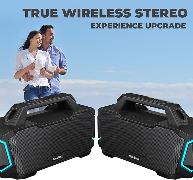 Bluetooth Speaker, Musibaby M1 Portable Bluetooth Speakers:Loud Stereo Sound - Image 6