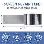 MoHern 2 in x 49 FT Window Screen Repair Kit, Screen Repair Tape Magic Mesh - Image 2
