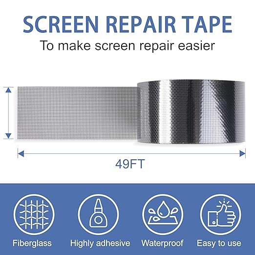 MoHern 2 in x 49 FT Window Screen Repair Kit, Screen Repair Tape Magic Mesh - Image 2