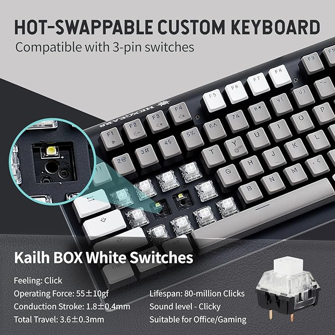 Hexgears GK735 Wired Full Size Mechanical Keyboard, Aluminum Housing Built - Image 5